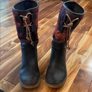 Black and Red Lace-Up Boots